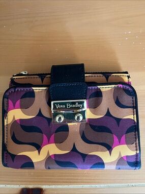 Vera Bradley Retro Geometric Purple Multi Zip Wallet
